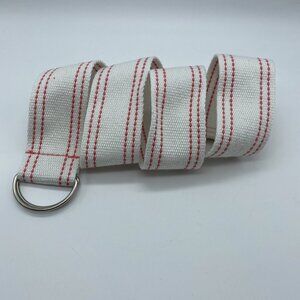 Unbranded White w/ Pink Thread D-Ring Belt Women's Size M End to End 35"